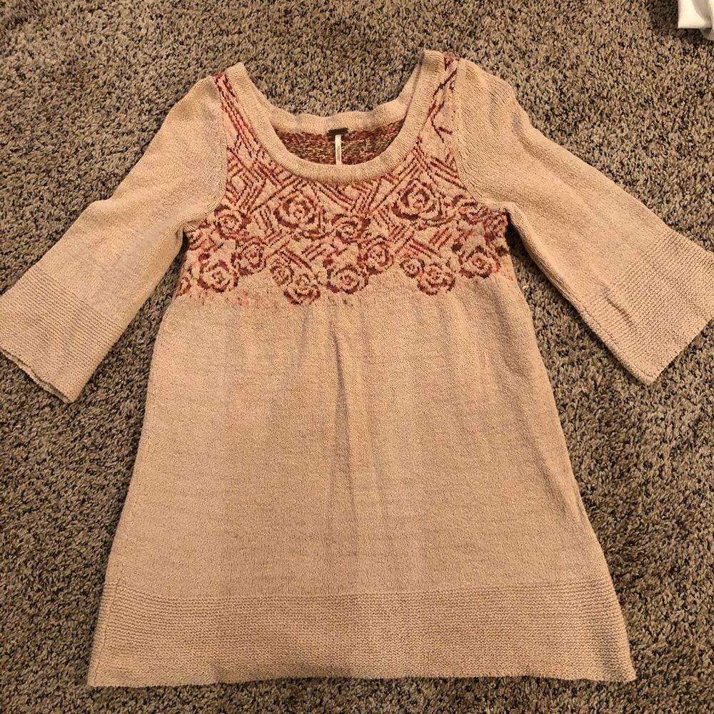 Free People Embroidered Sweater Tunic
